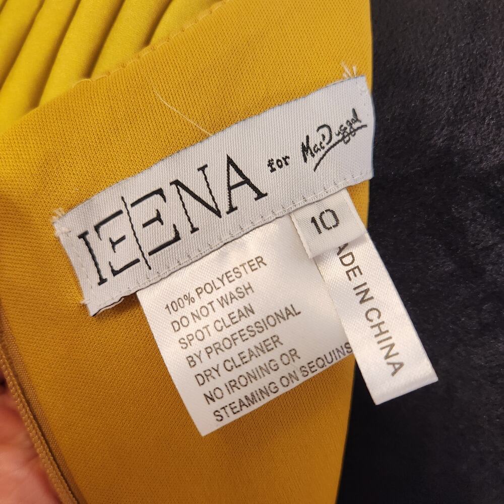 IEENA MAC DUGGAL NWT Pleated Cap Sleeve Chartreuse Dress 26483, Size 10 - Picture 15 of 15